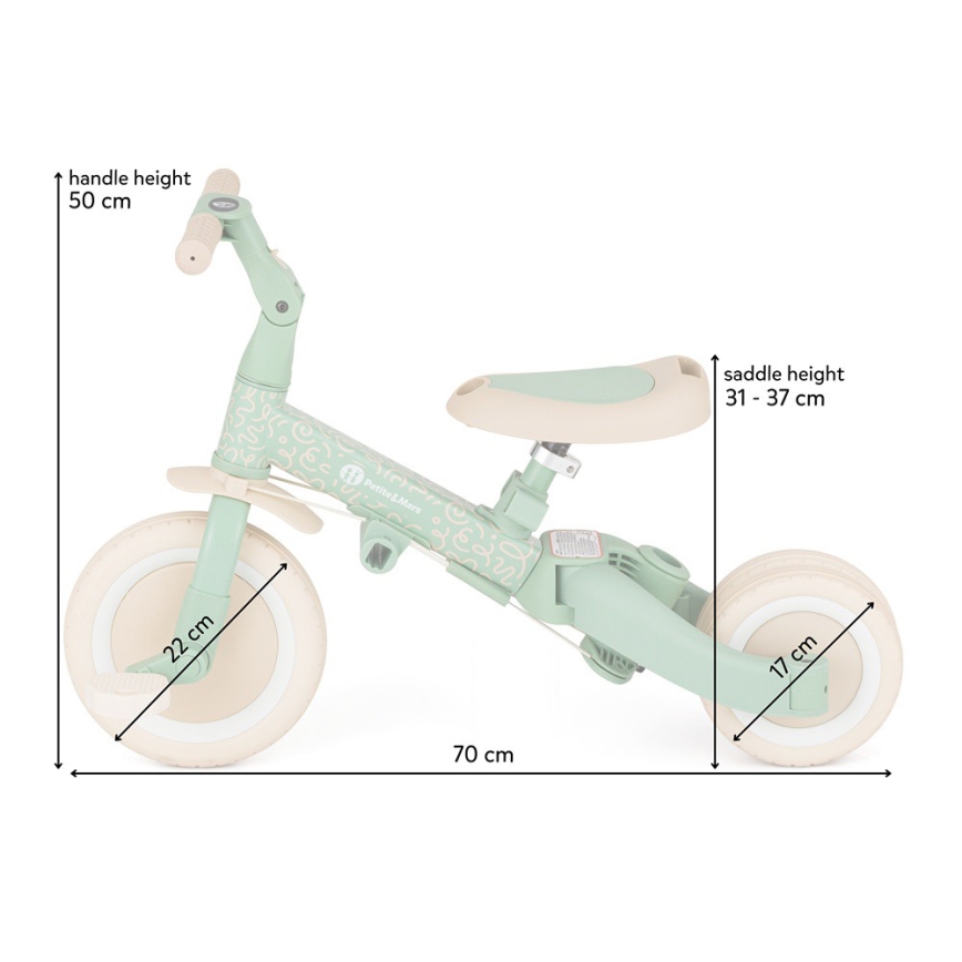 PETITE&MARS - Triciclo infantil 5 en 1 TURBO LIMITED Green Twist