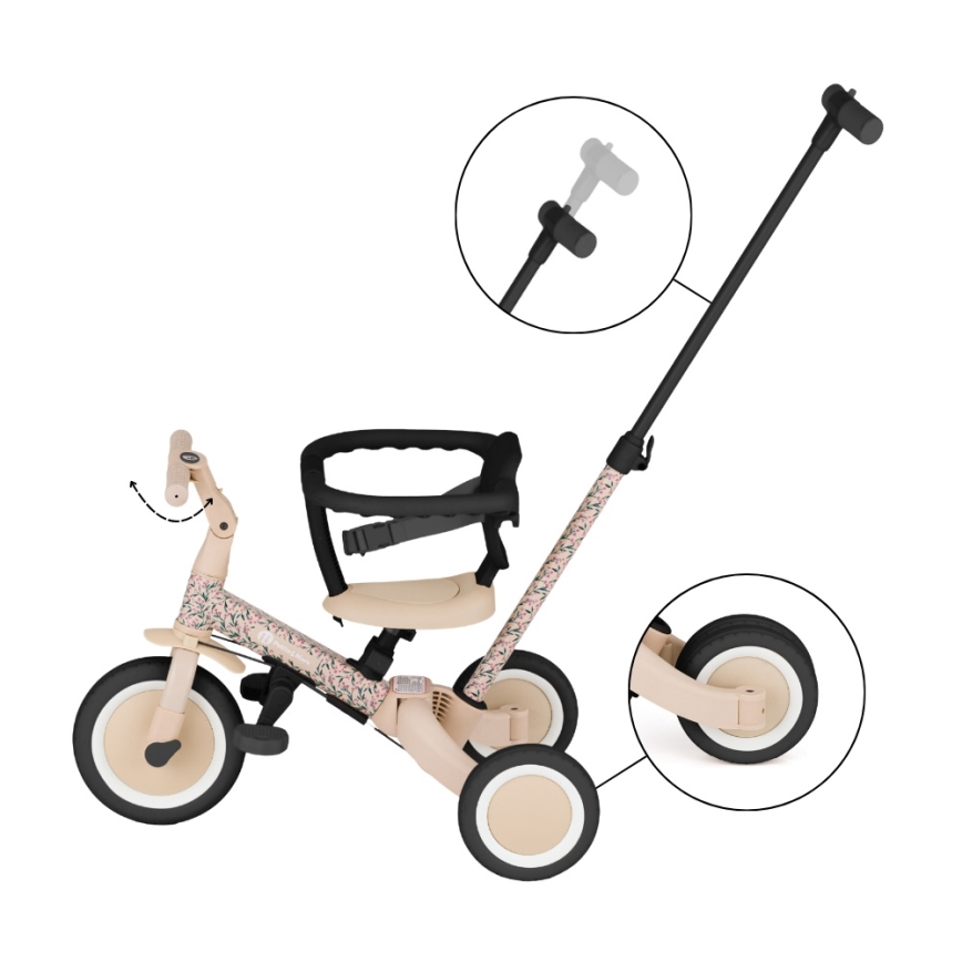 PETITE&MARS - Triciclo infantil 5 en 1 TURBO LIMITED Pink Meadow
