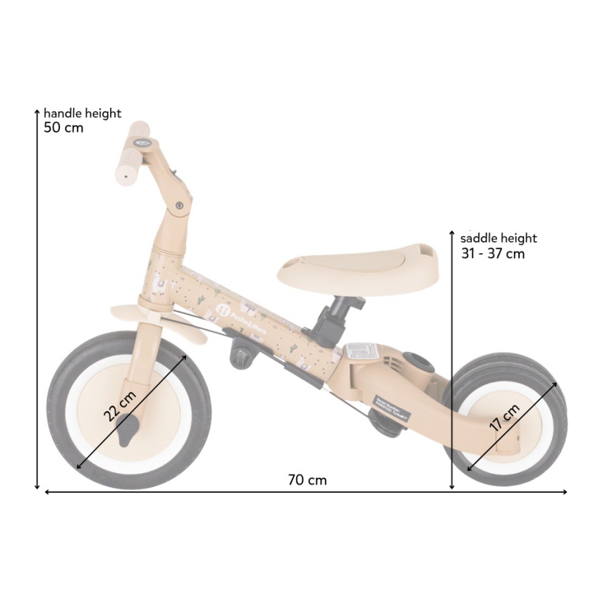 PETITE&MARS - Triciclo infantil 5 en 1 TURBO LIMITED Pink Meadow