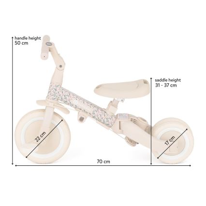 PETITE&MARS - Triciclo infantil 5 en 1 TURBO LIMITED Pradera Rosa