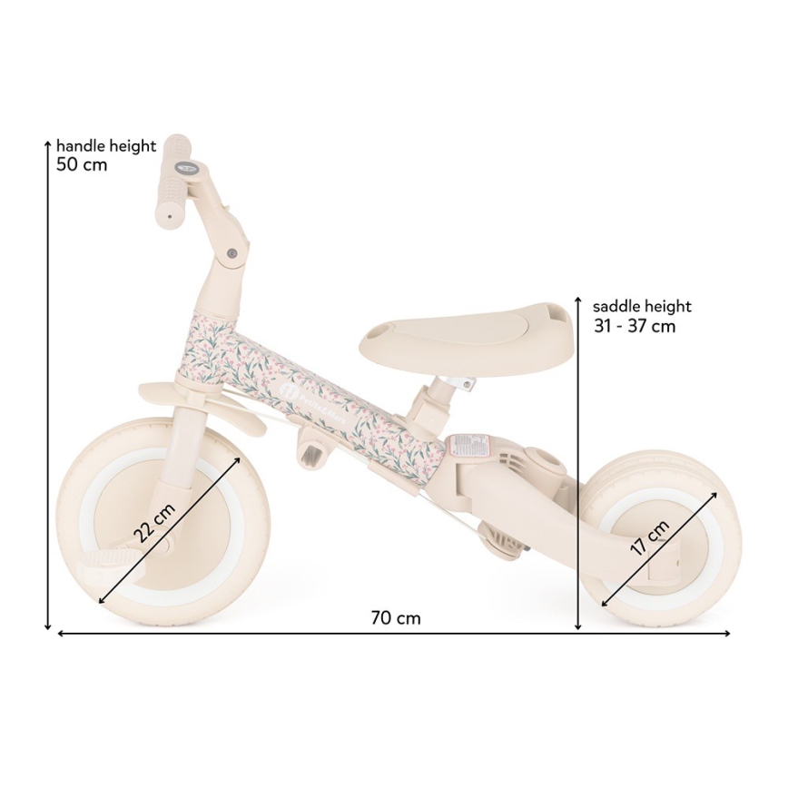PETITE&MARS - Triciclo infantil 5 en 1 TURBO LIMITED Pradera Rosa
