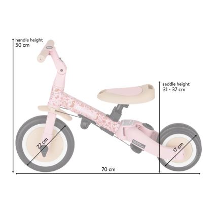 PETITE&MARS - Triciclo infantil 5 en 1 TURBO LIMITED Rosy Wilderness