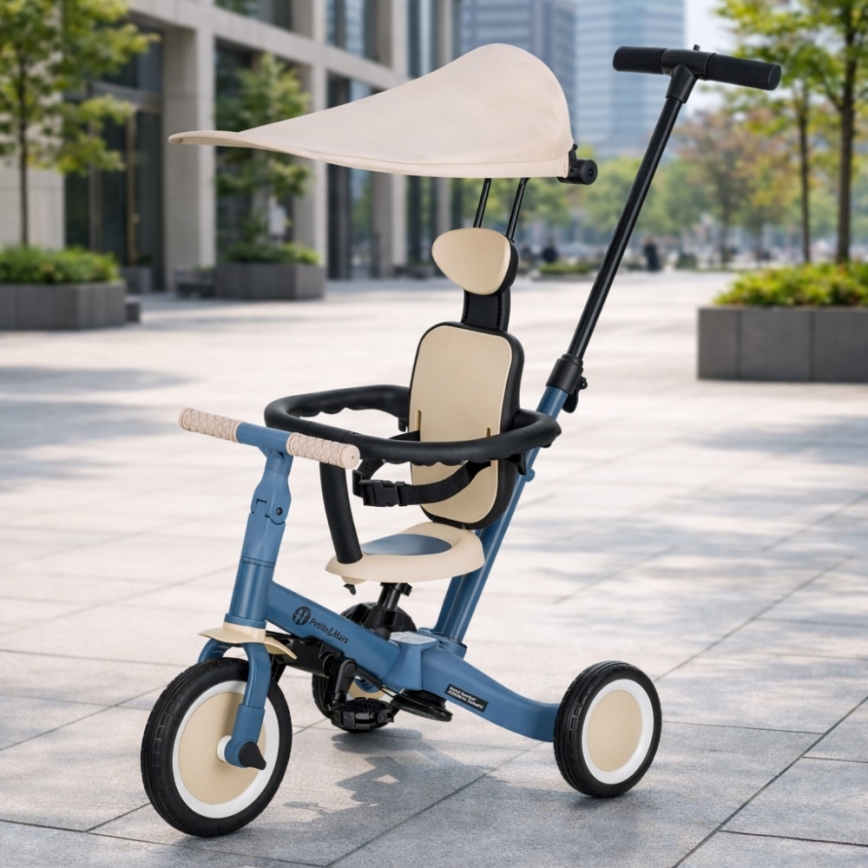 PETITE&MARS - Triciclo infantil 5 en 1 TURBO PLUS Azul Océano