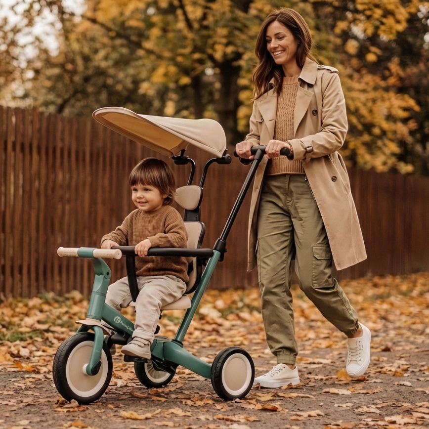 PETITE&MARS - Triciclo infantil 5 en 1 TURBO PLUS Misty Green