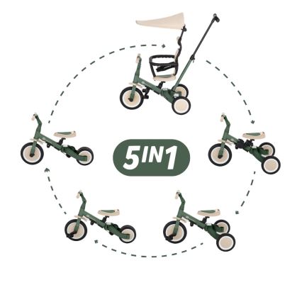 PETITE&MARS - Triciclo infantil 5 en 1 TURBO PLUS Misty Green