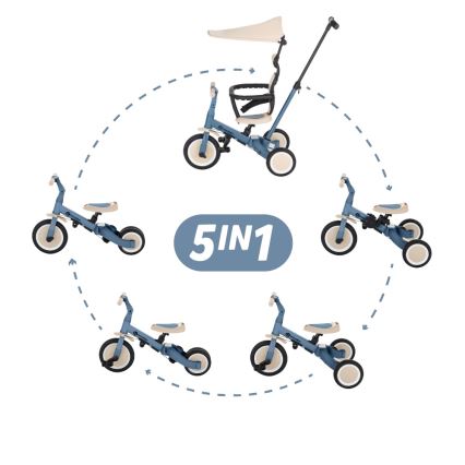 PETITE&MARS - Triciclo infantil 5 en 1 TURBO PLUS Ocean Blue