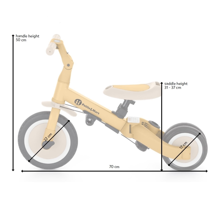 PETITE&MARS - Triciclo infantil 5en1 TURBO Intense Ochre