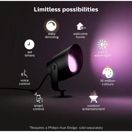 Philips - Lámpara exterior regulable LED RGB Hue LILY LED/15W/230V IP65