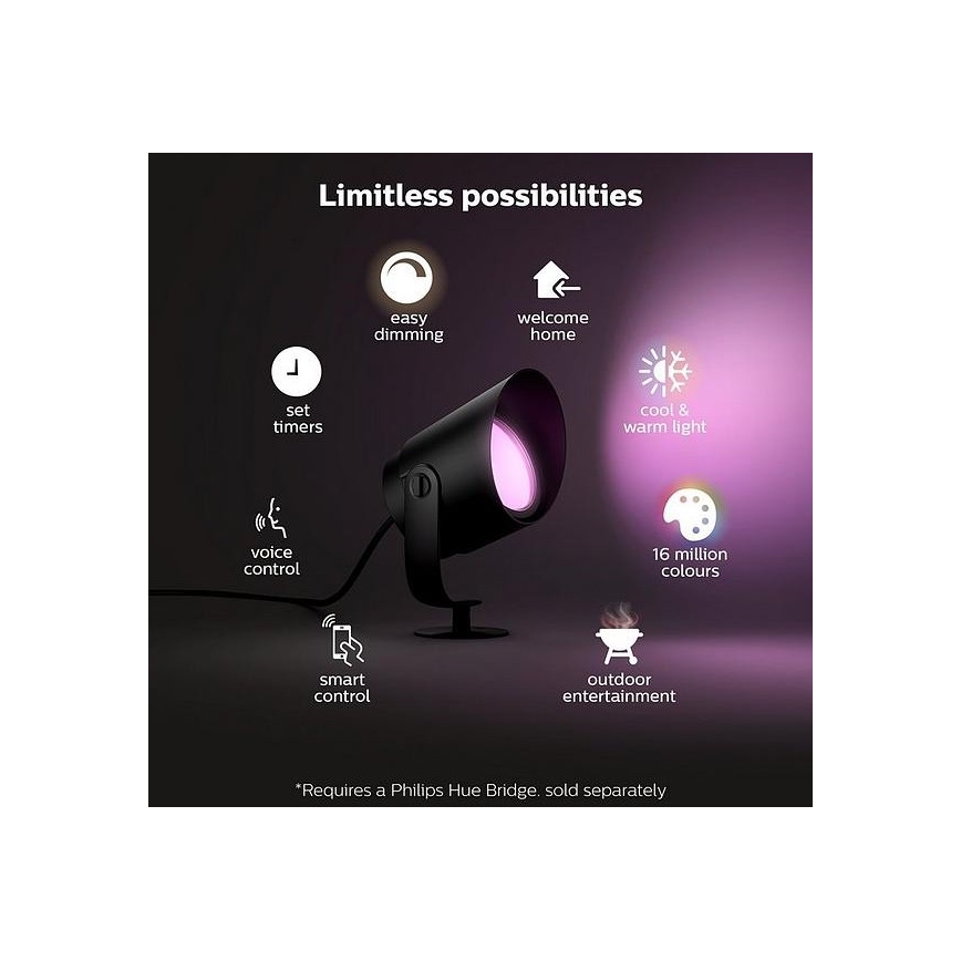Philips - Lámpara exterior regulable LED RGB Hue LILY LED/15W/230V IP65