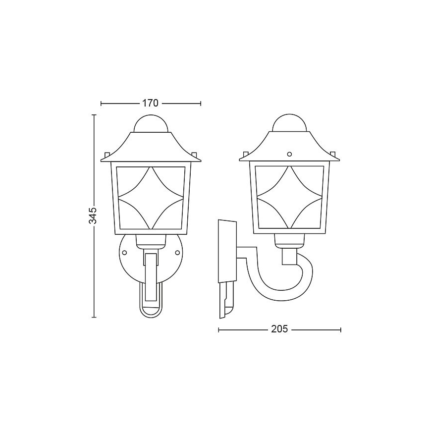Philips - Aplique de exterior con sensor 1xE27/60W/230V IP44