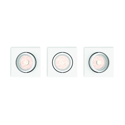 Philips - Pack de 3 luminarias empotrables LED RGBW regulables 1xGU10/4,8W/230V, color blanco + mando a distancia