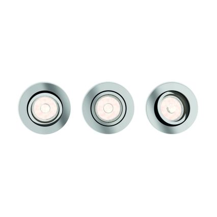 Philips - Pack de 3 focos empotrables LED RGBW regulables 1xGU10/4,8W/230V cromo brillante + mando a distancia