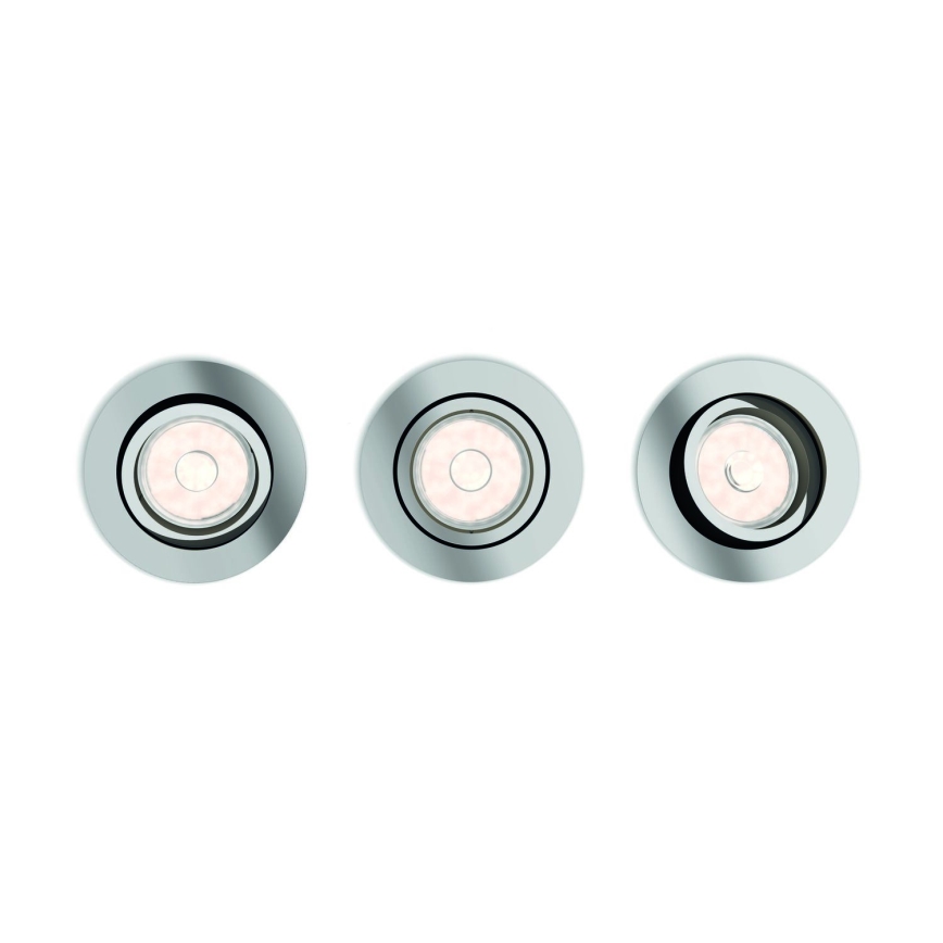 Philips - Pack de 3 focos empotrables LED RGBW regulables 1xGU10/4,8W/230V cromo brillante + mando a distancia