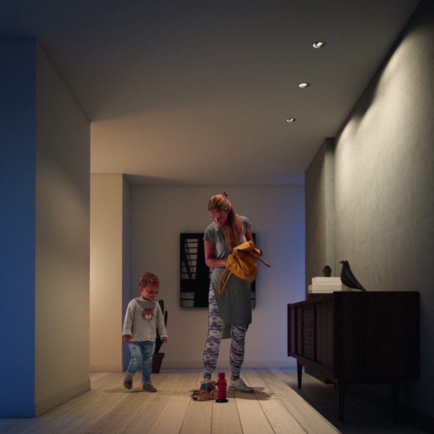 Philips - Pack de 3 luminarias empotrables LED RGBW regulables 1xGU10/4,8W/230V cromo mate + mando a distancia