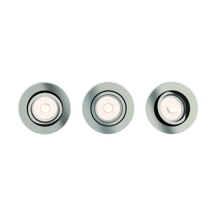 Philips - Pack de 3 luminarias empotrables LED RGBW regulables 1xGU10/4,8W/230V cromo mate + mando a distancia