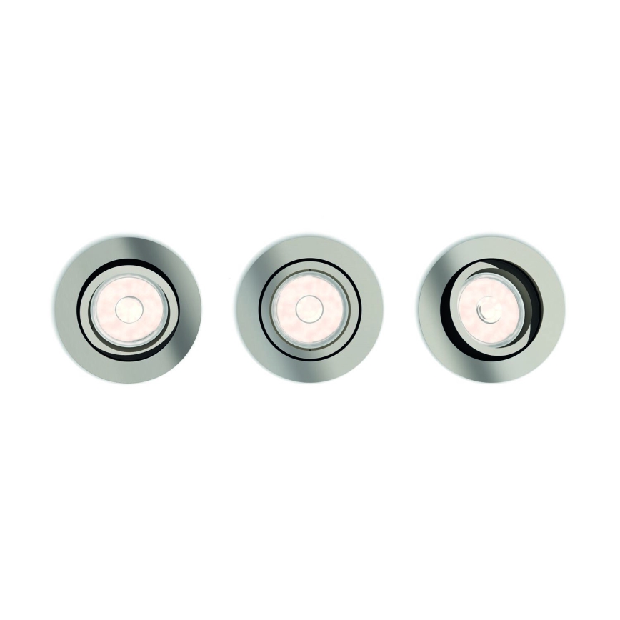 Philips - Pack de 3 luminarias empotrables LED RGBW regulables 1xGU10/4,8W/230V cromo mate + mando a distancia
