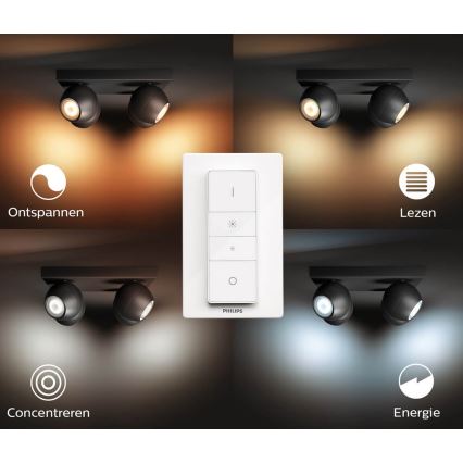 Philips - Lámpara empotrable LED regulable Hue BUCKRAM 4xGU10/5W/230V + mando a distancia