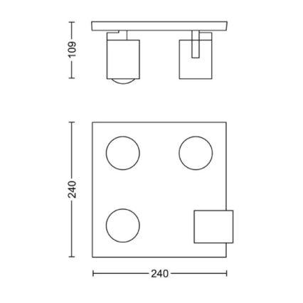 Philips - Lámpara de techo con 4 focos GU10/20W/230V