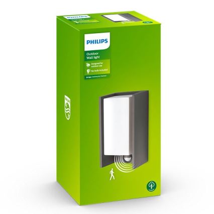 Philips - Aplique de exterior con sensor BRIDGE 1xE27/15W/230V IP44