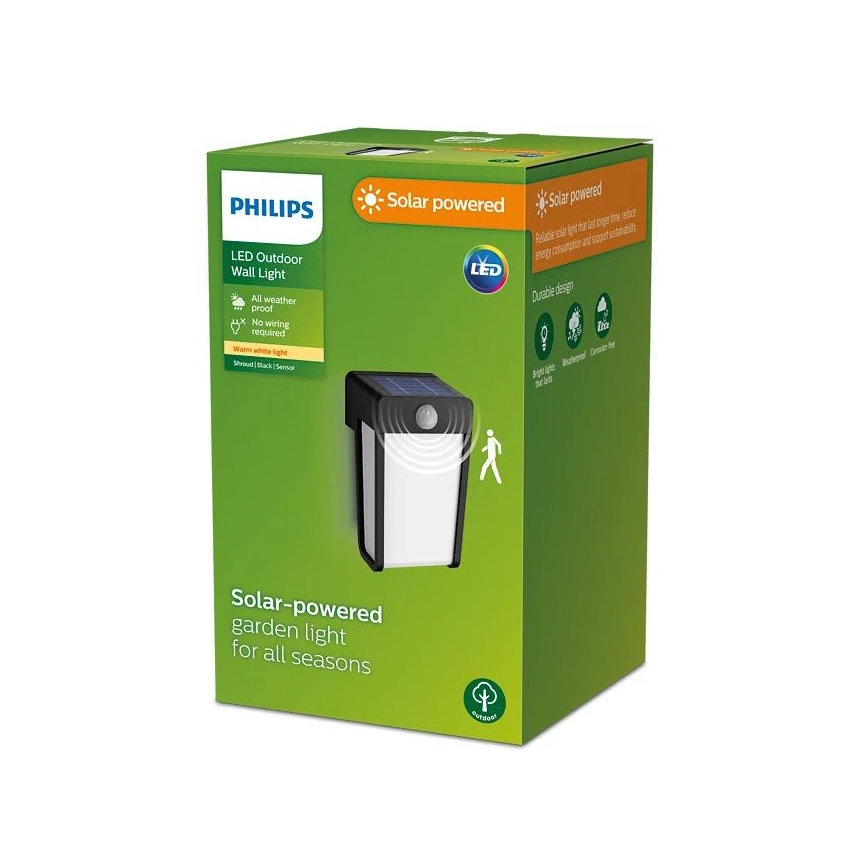 Philips - Aplique LED solar con sensor SHROUD LED/2,3W/3,7V 600 mAh IP44