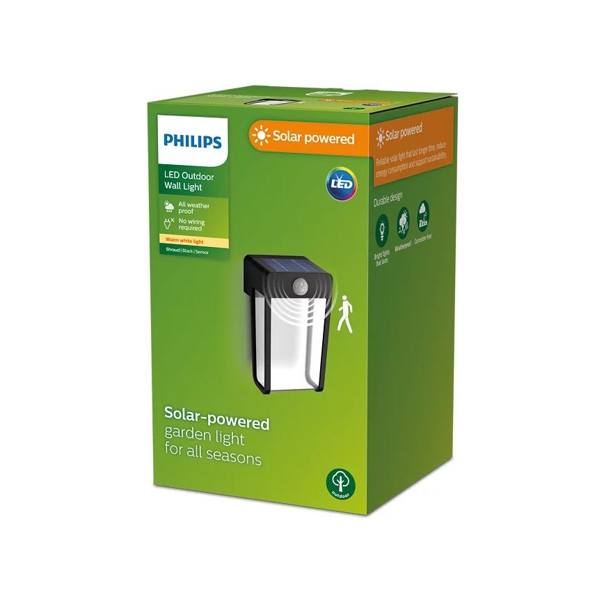 Philips - Aplique LED solar con sensor SHROUD LED/2,3W/3,7V 600 mAh IP44