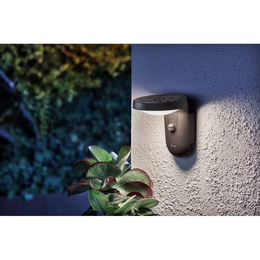 Philips - LED Luz solar de pared con sensor de movimiento y crepuscular LED/1,2W/4V 1800 mAh 3000K IP44