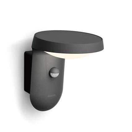 Philips - LED Luz solar de pared con sensor de movimiento y crepuscular LED/1,2W/4V 1800 mAh 3000K IP44