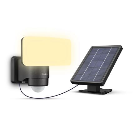 Philips - LED Luz solar de pared con sensor de movimiento y crepuscular TYLUS LED/6W/3,7V 2600 mAh 3000K IP44