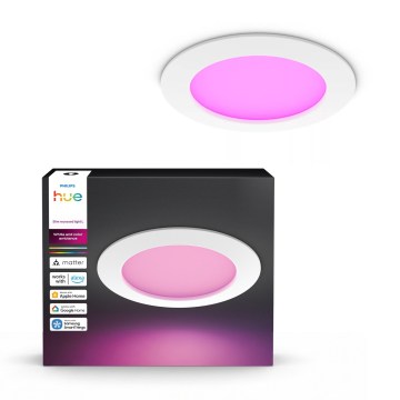Philips - Downlight empotrable para baño LED RGBW regulable Hue SLIM LED/12W/230V 1000-20000K blanco IP44