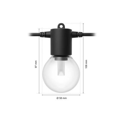 Philips - Guirnalda de exterior regulable y extensible LED RGBW Hue FESTAVIA, 20 LEDs, 14 m, IP65
