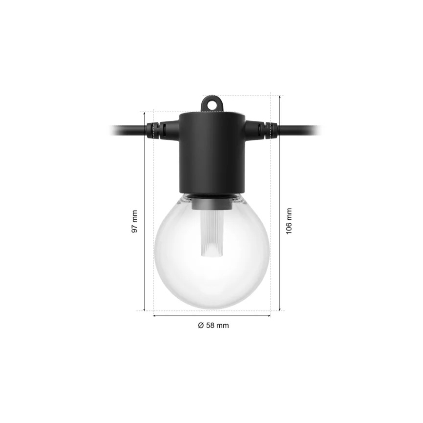 Philips - Guirnalda de exterior regulable y extensible LED RGBW Hue FESTAVIA, 20 LEDs, 14 m, IP65