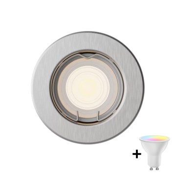 Philips - Foco empotrable LED RGBW regulable PERIDOT 1xGU10/6W/230V plateado + mando a distancia