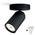 Philips - Foco empotrable LED RGBW regulable PONGEE 1xGU10/4,8W/230V 3000K negro + mando a distancia
