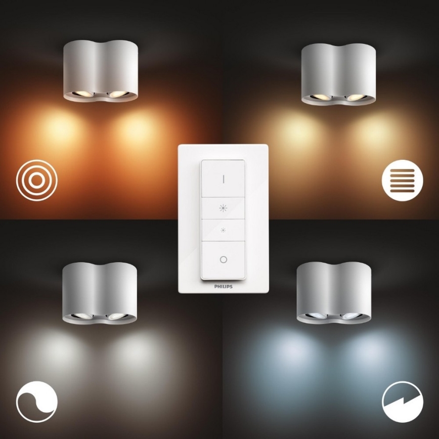 Philips - Foco LED regulable Hue PILLAR 2xGU10/5W/230V + mando a distancia