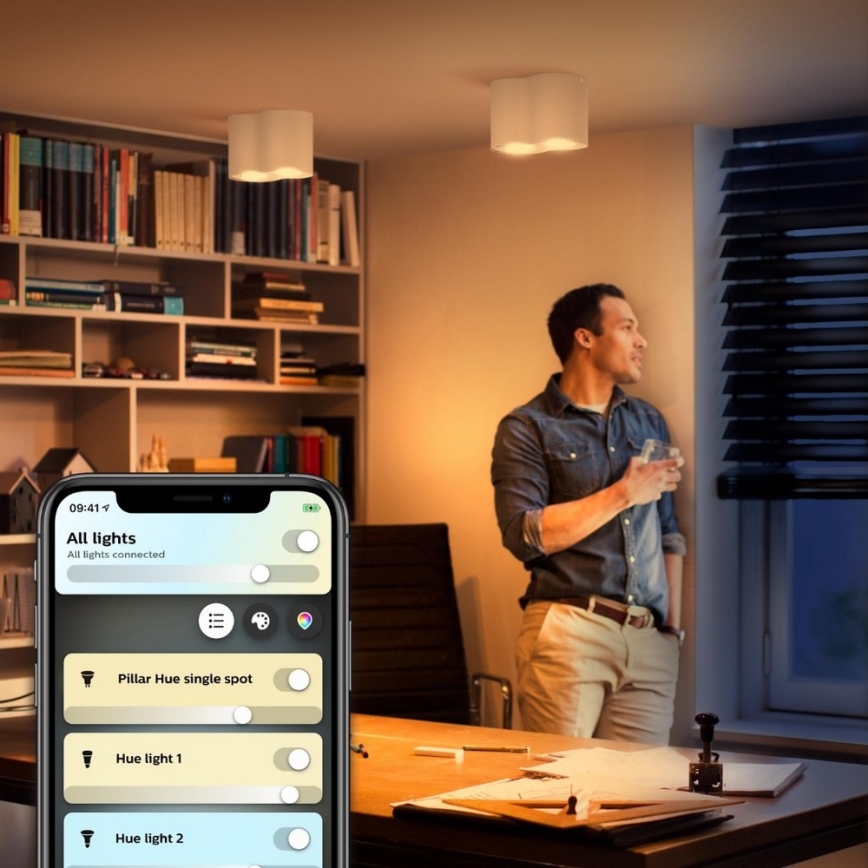 Philips - Foco LED regulable Hue PILLAR 2xGU10/5W/230V + mando a distancia