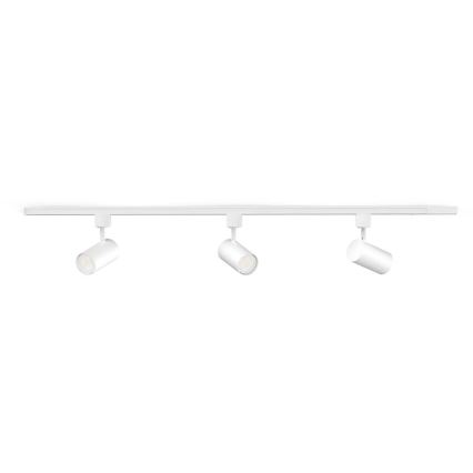 Philips - Luminaria LED RGBW regulable para sistema de riel EASYLINK HUE 3xGU10/4,7W/230V 2200-6500K 1m blanco + Hue bridge