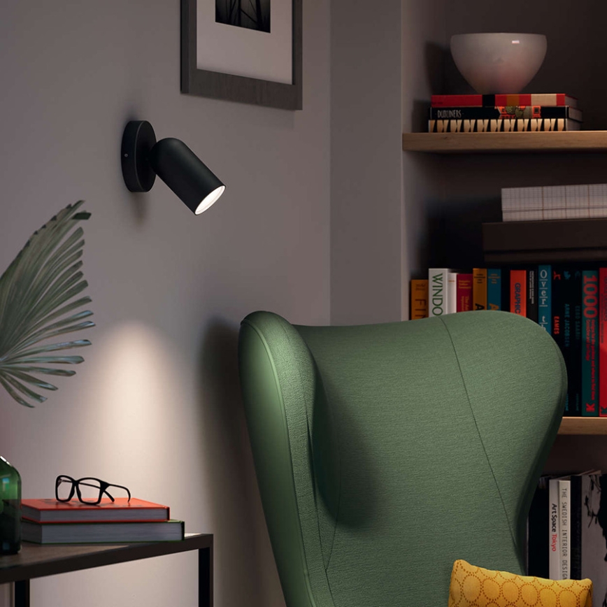 Philips - Foco empotrable LED RGBW regulable PONGEE 1xGU10/4,8W/230V 3000K negro + mando a distancia