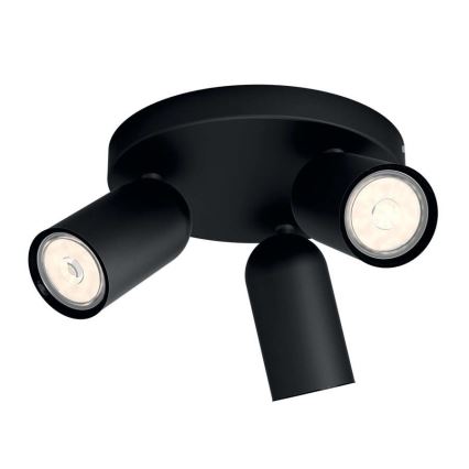 Philips - Luminaria empotrable LED RGBW regulable PONGEE 3xGU10/4,8W/230V 3000K negra + mando a distancia