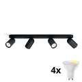 Philips - Foco LED RGBW regulable PONGEE 4xGU10/4,8W/230V 3000K negro + mando a distancia