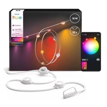 Philips - Guirnalda LED RGBW regulable para exterior Hue FESTAVIA, 32 LEDs, 18 m, 1000–20000 K, IP65