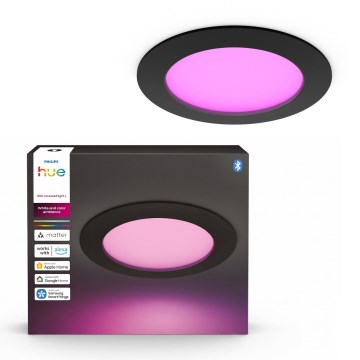 Philips Hue SLIM - LED RGBW, luminaria empotrada regulable para baño, LED/12W/230V 1000-20000K negra IP44