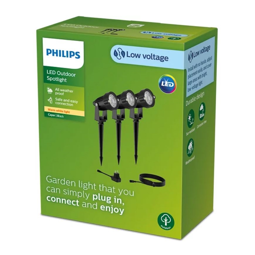 Philips - JUEGO 3x Foco LED de exterior CAPER LED/1,5W/24/230V IP44