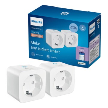 Philips - Juego de 2 enchufes inteligentes SCHUKO 2300W Wi-Fi