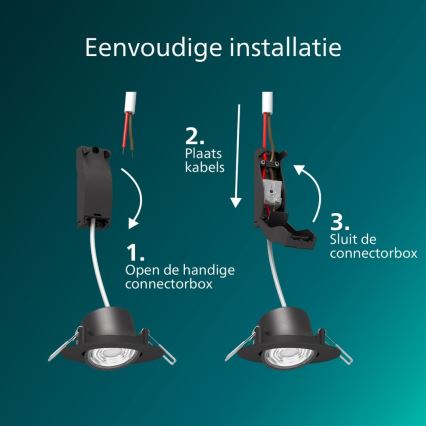 Philips - Pack de 3 luminarias empotrables LED regulables CILANTRO LED/5W/230V 2700K negro