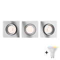 Philips - Juego de 3 luminarias empotradas LED RGBW regulables DONEGAL 1xGU10/4,8W/230V + control remoto