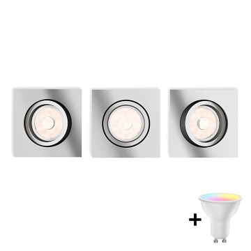 Philips - Juego de 3 luminarias empotradas LED RGBW regulables DONEGAL 1xGU10/4,8W/230V + control remoto