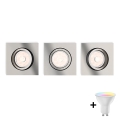 Philips - Juego de 3 luminarias empotradas LED RGBW regulables DONEGAL 3xGU10/4,8W/230V + control remoto