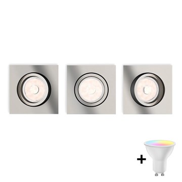 Philips - Juego de 3 luminarias empotradas LED RGBW regulables DONEGAL 3xGU10/4,8W/230V + control remoto