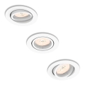 Philips - Juego de 3 luminarias empotradas PERIDOT 1xGU10/7W/230V blanco
