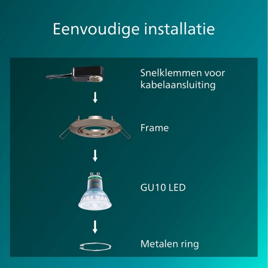 Philips - Juego de 3 luminarias empotradas PERIDOT 1xGU10/7W/230V plateadas